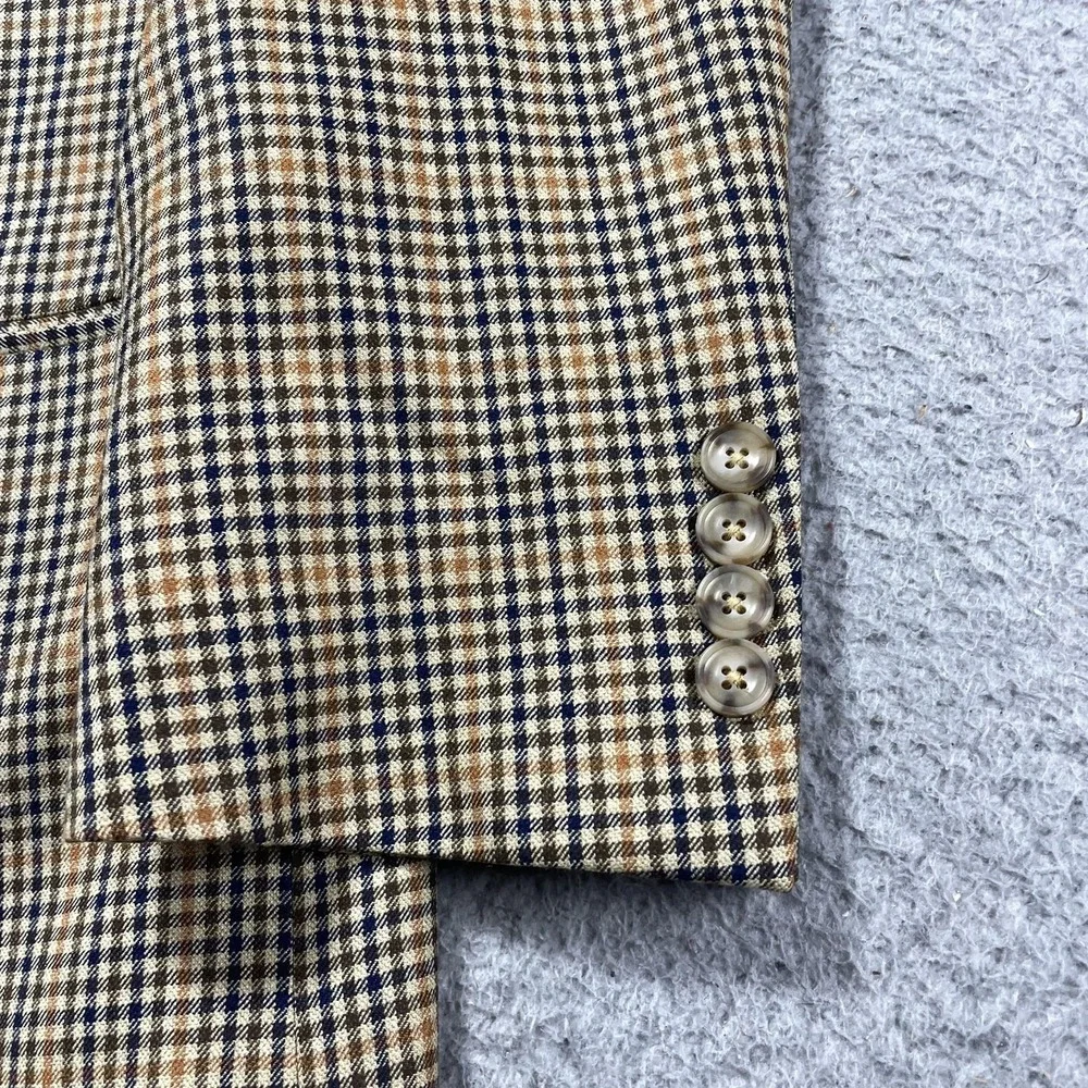 J. Hilburn Sport Coat Mens 44R Beige Check Wool Vitale Barberis Canonico Blazer